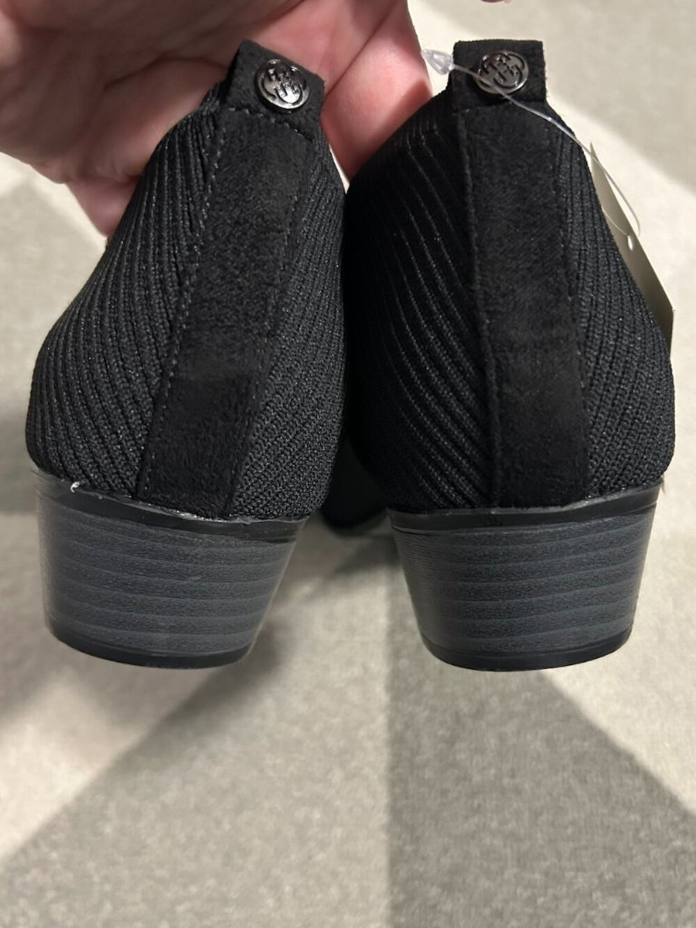 NWT Daisy Fuentes Black Stretch Knit Ankle Booties Low Block Heel Women's 9 - Picture 7 of 14
